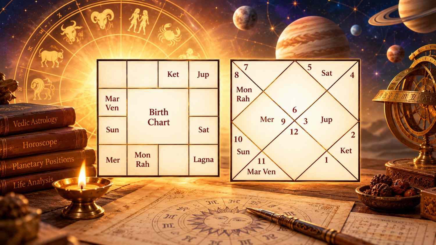 Birth chart analysis prepared from planetary positions